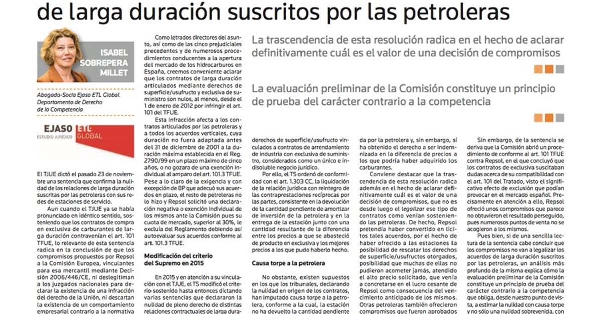 El fin de los contratos de suministro en exclusiva de larga duración ...