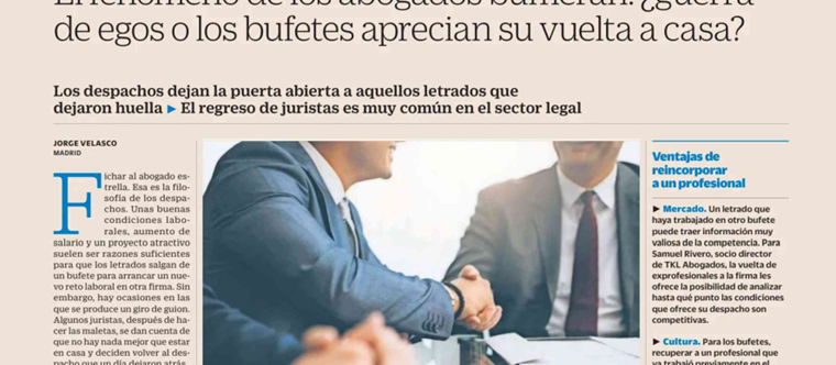 Cinco Días analiza el fenómeno de los abogados bumerán y destaca el caso de nuestro compañero César Zárate