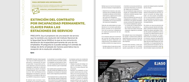 Extinción del contrato por incapacidad permanente. Claves para las Estaciones de Servicios