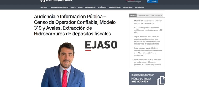 Audiencia e Información Pública – Censo de Operador Confiable, Modelo 319 y Avales. Extracción de Hidrocarburos de depósitos fiscales