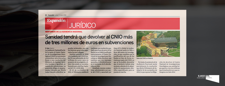 La Audiencia nacional falla a favor de CNIO ante el Ministerio de Sanidad
