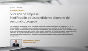 Sucesión de empresa Modificación de las condiciones laborales del personal subrogado. Legaltoday