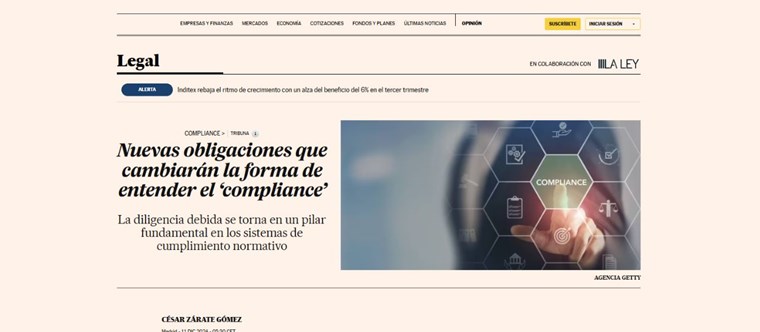 Cinco Días se hace eco de nuestro artículo sobre las nuevas obligaciones que cambiarán la forma de entender el ‘compliance’