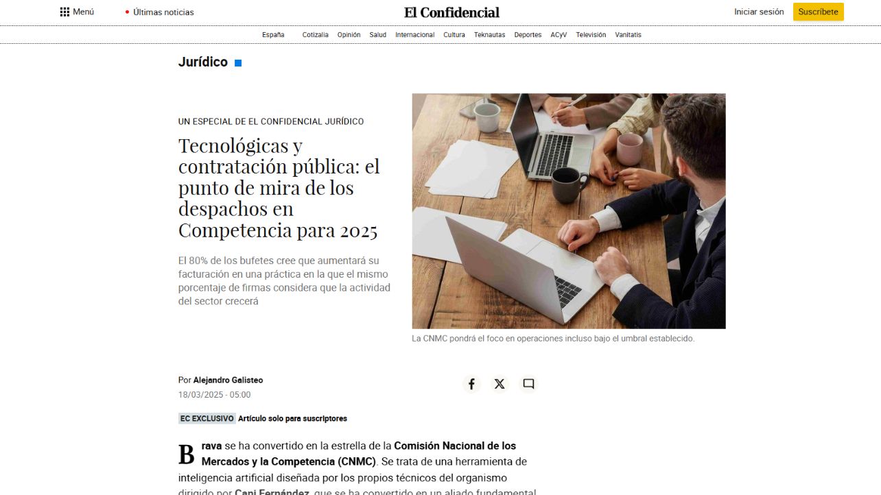 Tecnológicas y contratación pública: el punto de mira de los despachos en Competencia para 2025