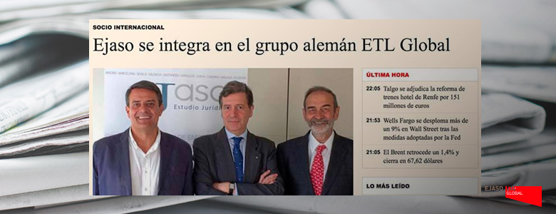 Ejaso se integra en la firma alemana ETL GLOBAL. Expansión, julio 2016