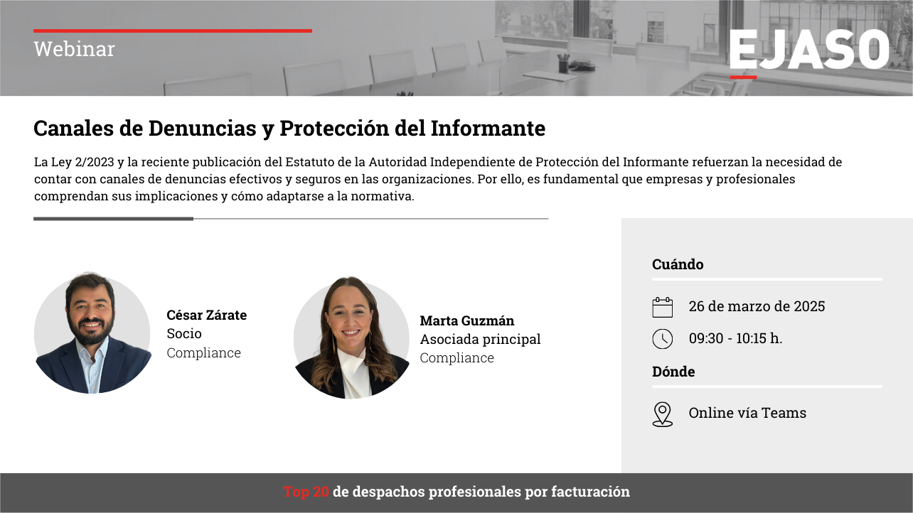 Webinar: Canal de denuncias y protección al informante